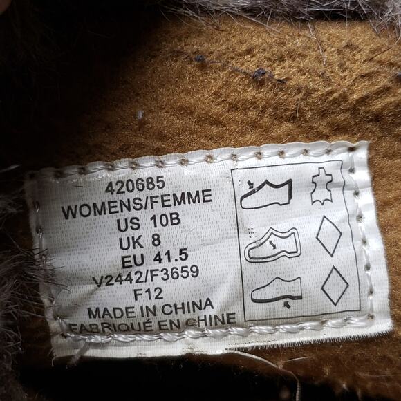 Land's End Women's 10 Lace Up Brown Suede Winter Boots Gray Fuzzy Accent Warm - Picture 7 of 7